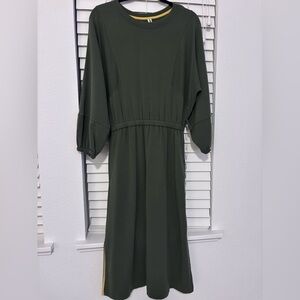 Anthropologie Dark Green Long Sleeve Fleece Dress